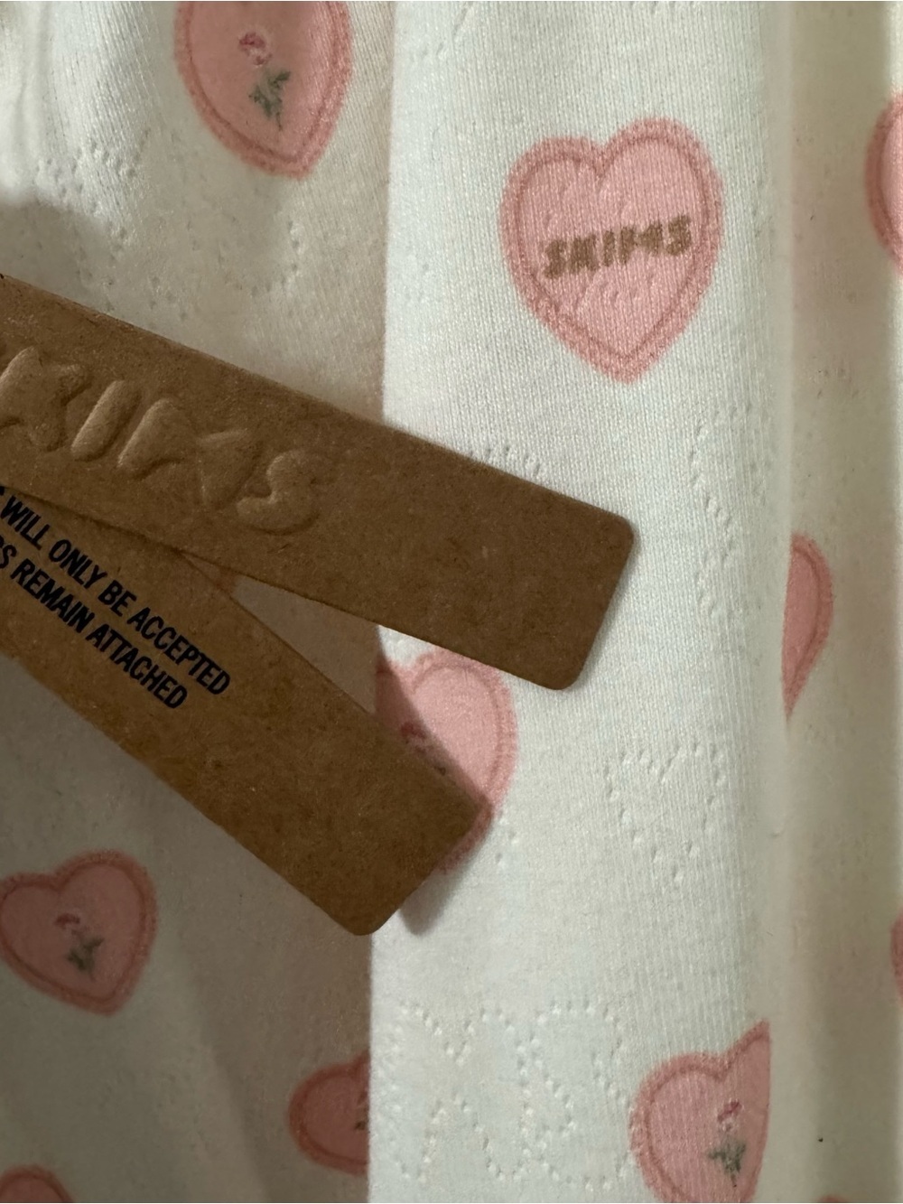 NWT SKIMS Pointelle XS Straight Leg Pajama Pants ONLY Snow Lace Hearts Print - Picture 5 of 14